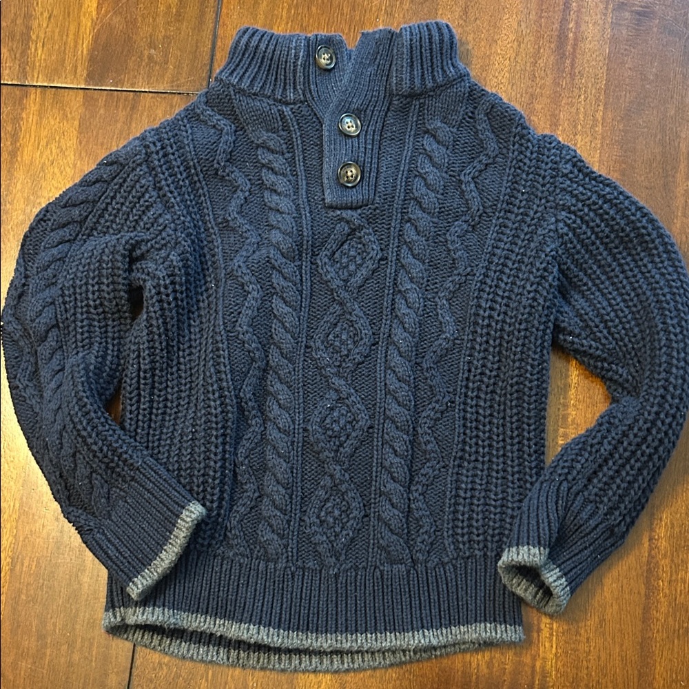 Baby Gap Navy Cable Knit Sweater with Button Collar